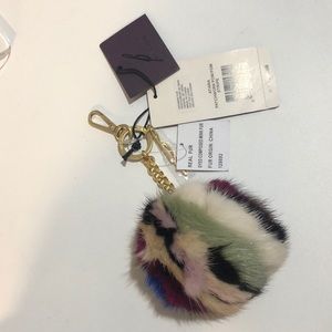 Brian Atwood Mink Pom Pom Key Fob/Chain
